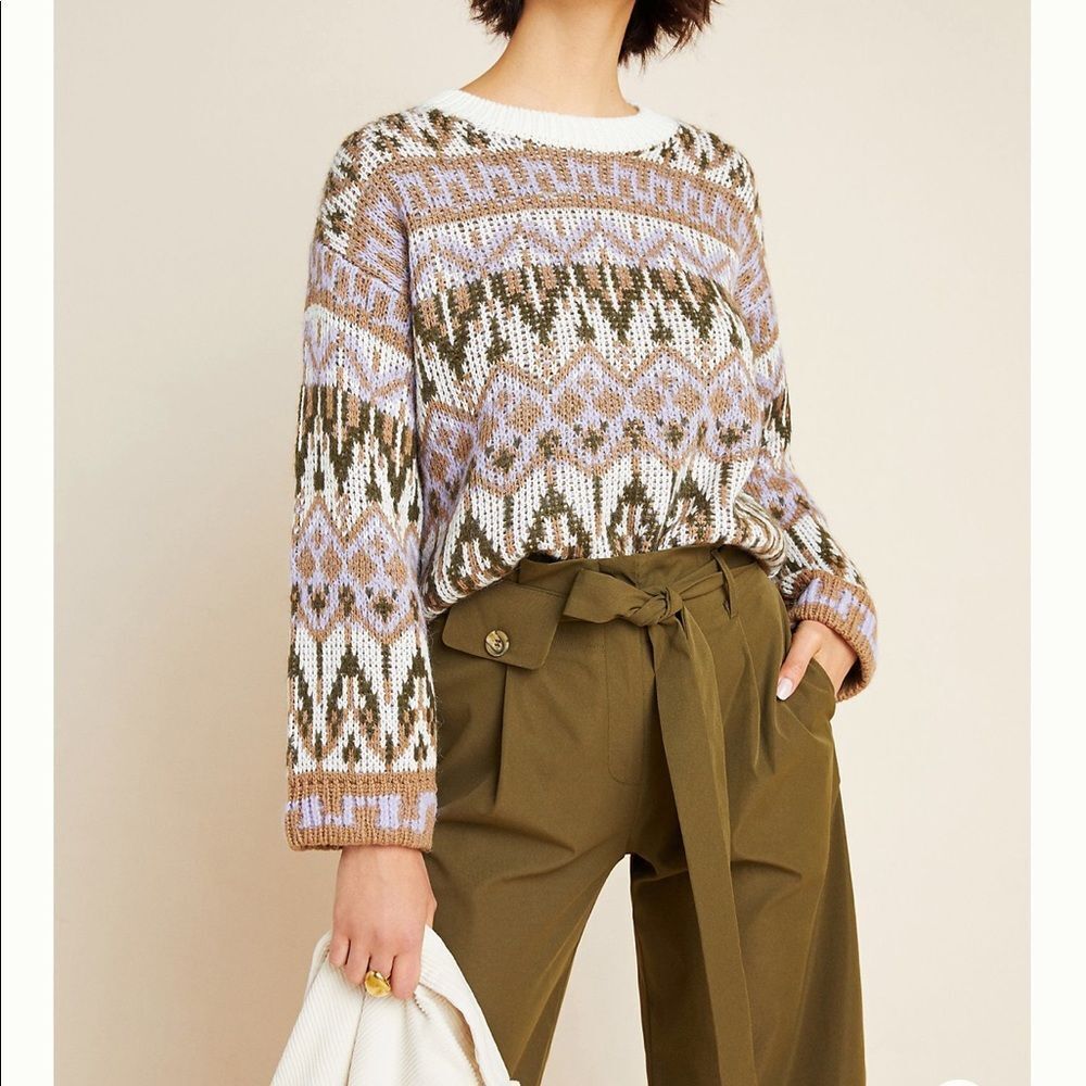 Anthropologie Italian Yarn Patterned Sweater NWT